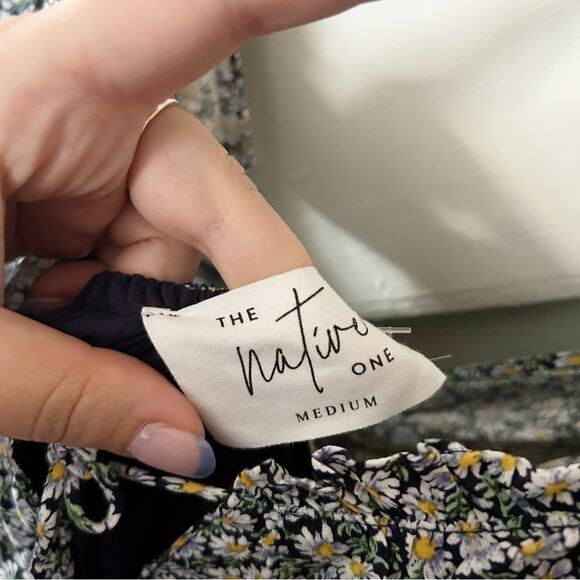 The Native One Black White Floral Print Off The Shoulder Mini Dress Size M - Picture 7 of 8